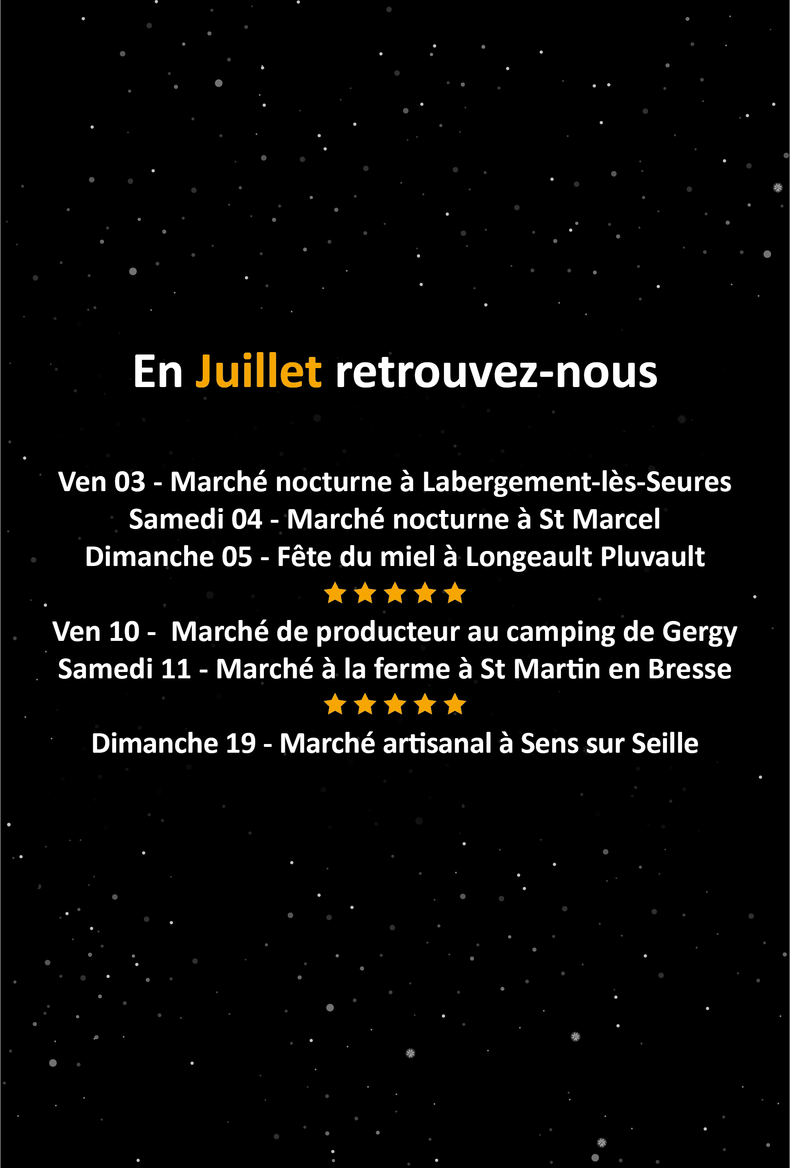 Retrouvez-nous sur ces événements en Juillet Brasserie 160