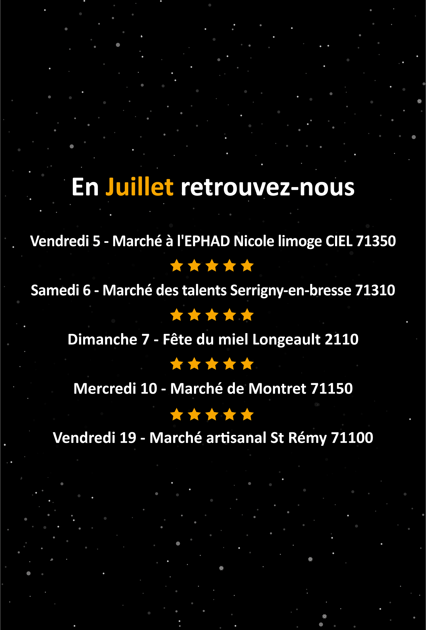 Retrouvez-nous sur ces événements en Juillet Brasserie 160